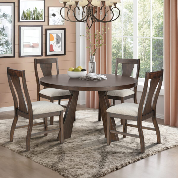 Chestnut Ridge 5pc 47" Round Dining Table Set